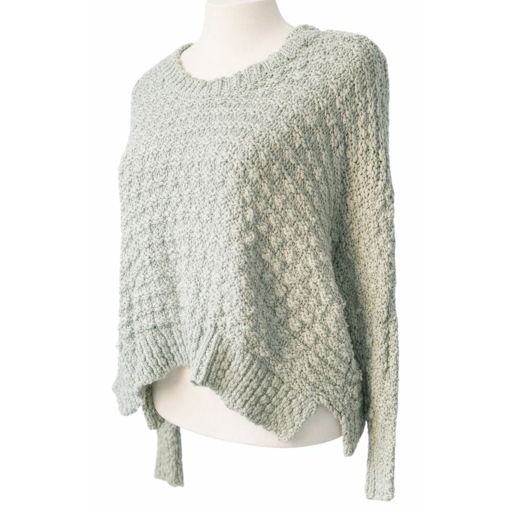 Kimchi Blue Popcorn Knit Sweater Women M Cropped Seafoam Green Textured Pullover